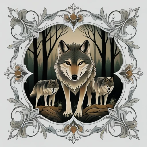 Wolf pack in the woods