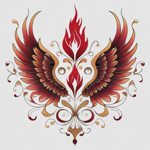Crimson Wings of Eternal Flame Tattoo idea