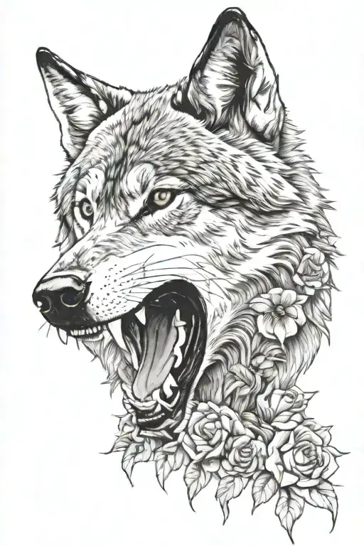 Wolf With Flower In Mouth