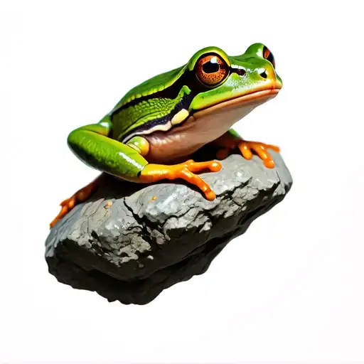 White's Tree Frog On A Rock