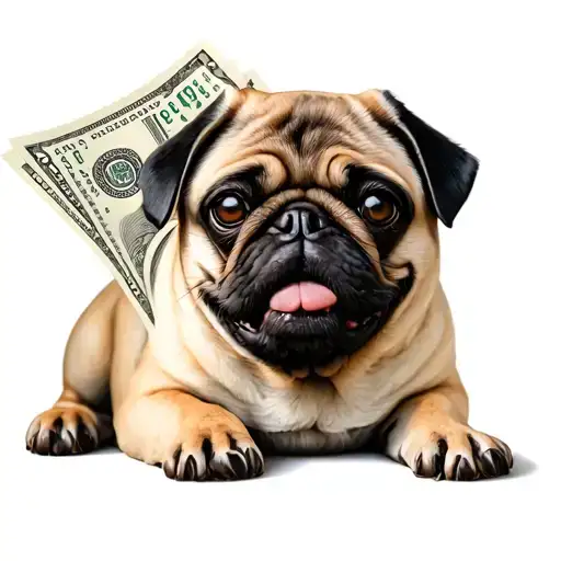 Pug Dog With Money
