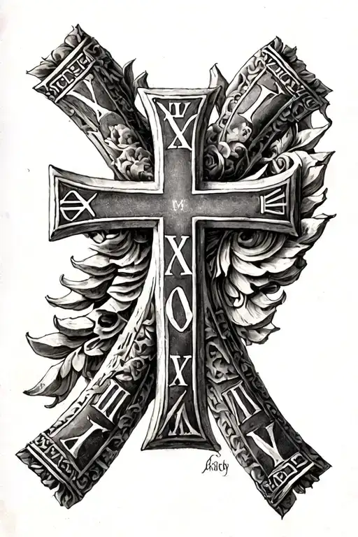 Roman Numerals Xv With A Cross