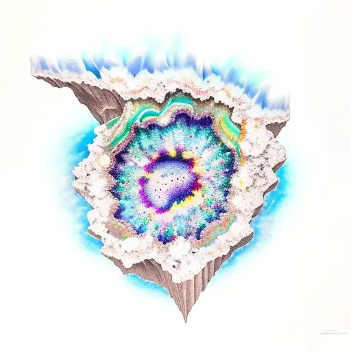 A Geode Split Open To Reveal A Vibrant Crystal Formation