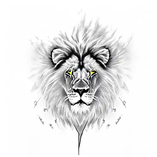 A Lion With A Lightning Bolt In Its Right Eye