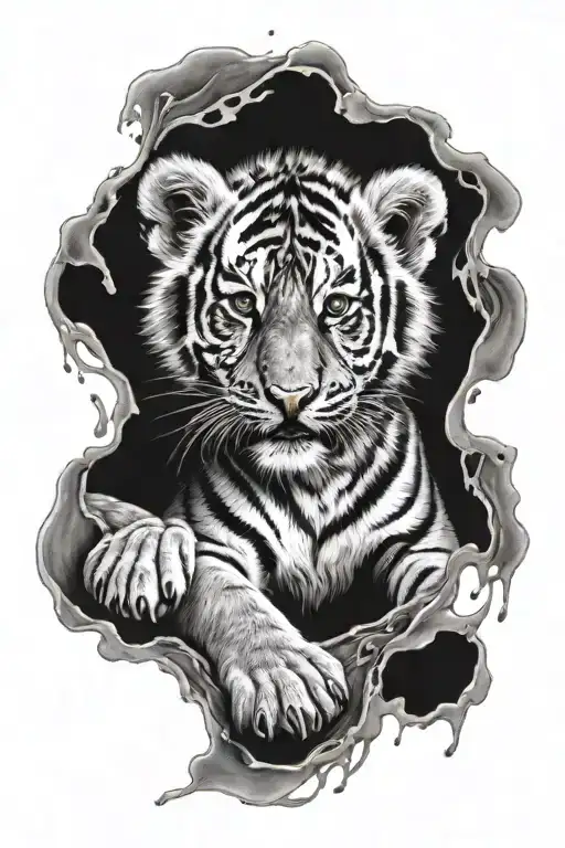 Tiger Cub Face Emerging