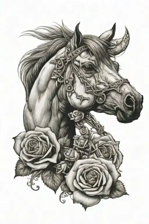 Horse Head With Single Rose