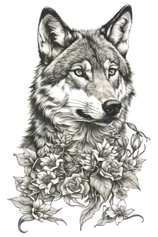 Wolf With Flower In Mouth