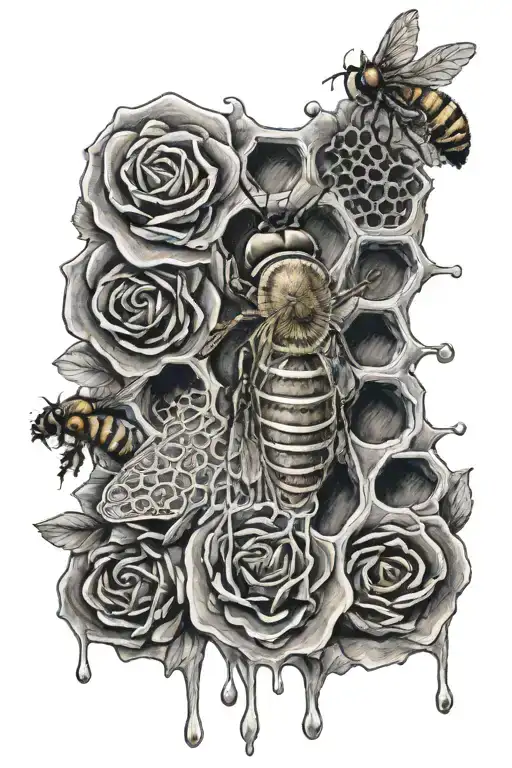 Honeycomb With Honey Drip Taer On A Rose