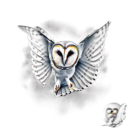 Front Facing Barn Owl Flying