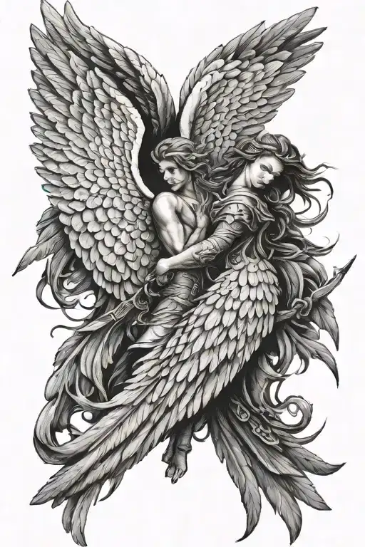 Warrior Angel Wings Intertwined