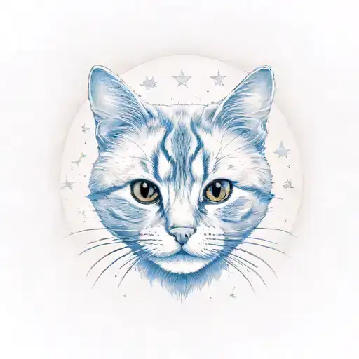 Cat With Starry Night Painting