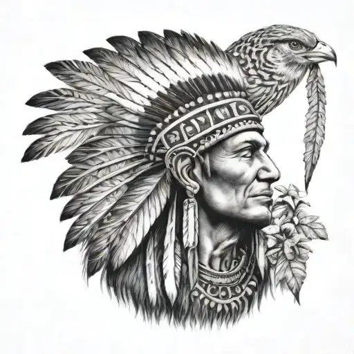 Indian Head With Sparrow
