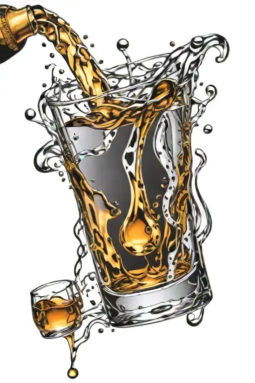 Whiskey Pouring Into A Glass With Music Notes Flowing