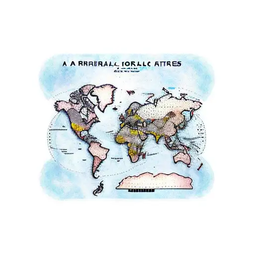 A Realistic Tattoo Of A World Map With Airplane Routes Connecting Your Favorite Travel Destinations