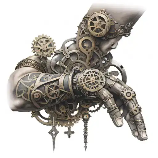 Steampunk Arm And Hand Sleeve With Nordic Symbols