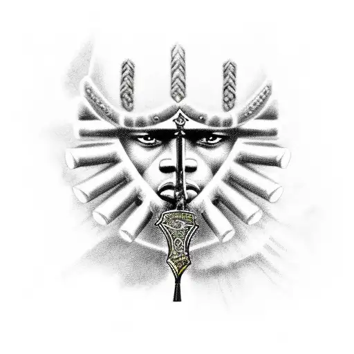 An Afro-centric Warrior Wielding A Unique Weapon