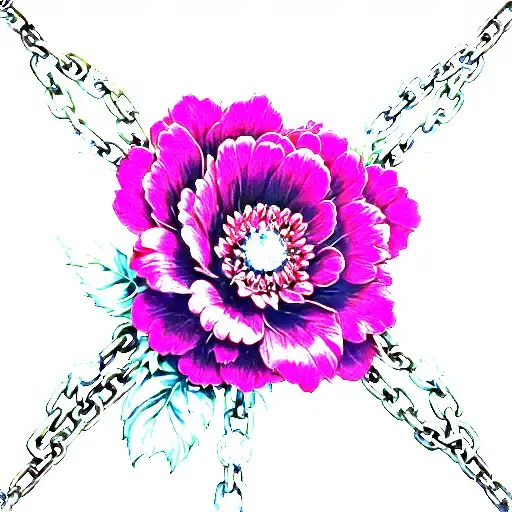 Dark Red Flowers On The Top Corners Connected With Chains With Gems