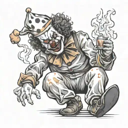 Sad Drunk Clown With Pants On Fire