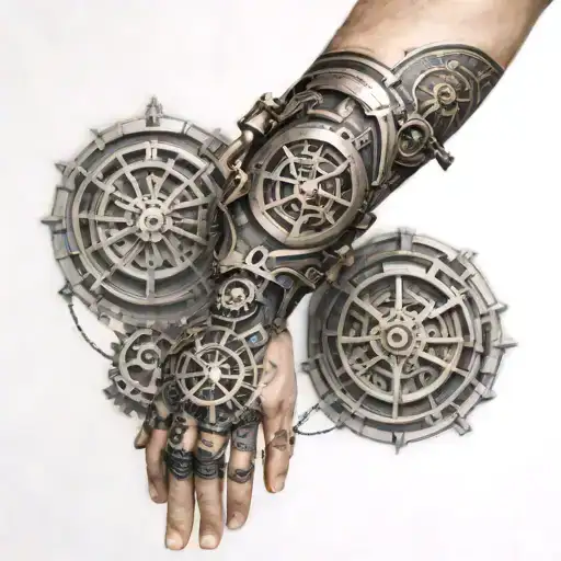 Steampunk Arm And Hand Sleeve With Nordic Symbols