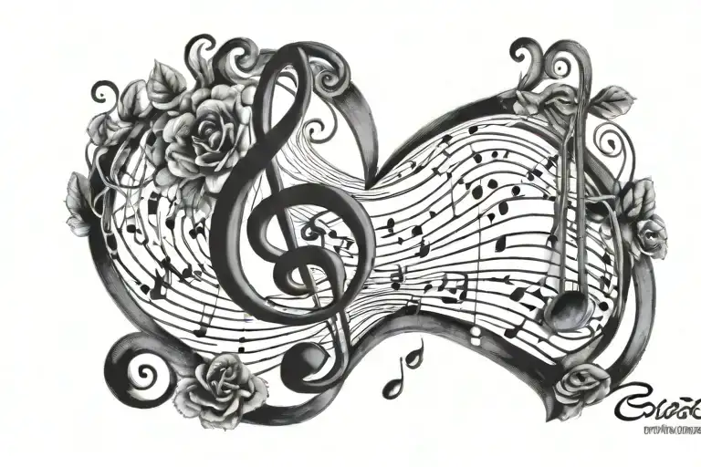 Treble Clef Bass Clef Heart At Beginning Of Music Lines