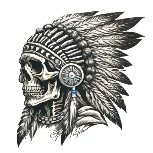 Skeleton With Native American Headdress