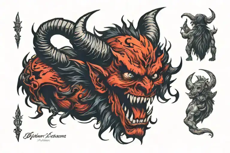 Sailor Jerry Style Devil With Spread Arms