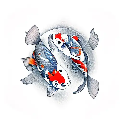 Koi Fish And Ying Yang