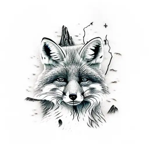 Fox On A Rock In A Forest At Night With Lightning