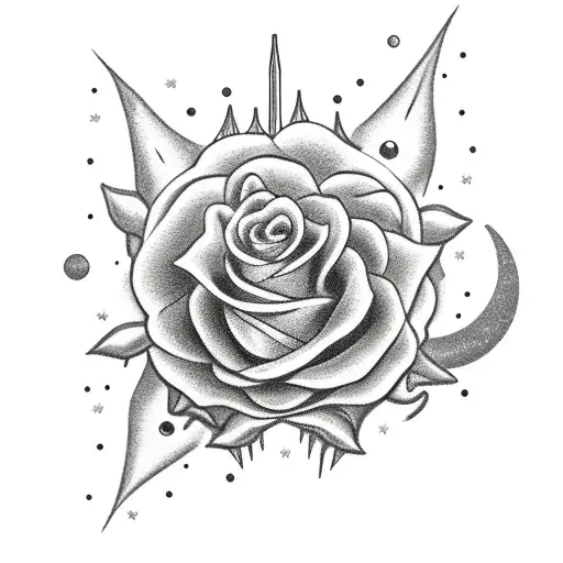 Lycanthrope Singing With Classic Microphone Roses And Spikes Moon