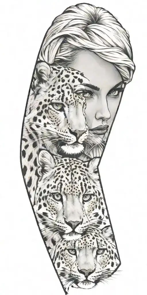 Snow Leopard In The Rockies And Blonde Woman With Green Eyes Fixing Aircraft