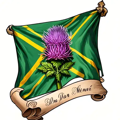Scottish Thistle And Flag With Memorial Scroll For Dad