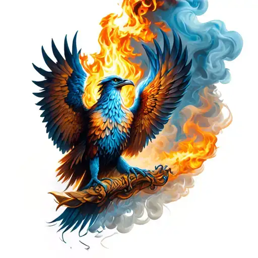 Torch And Smoke Rising Phoenix Bird