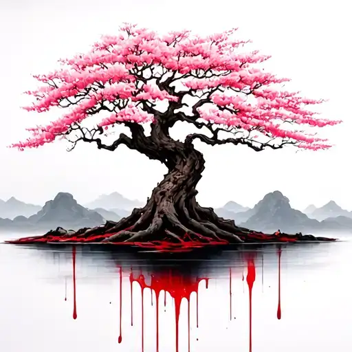Sakura Tree With Blood Paint