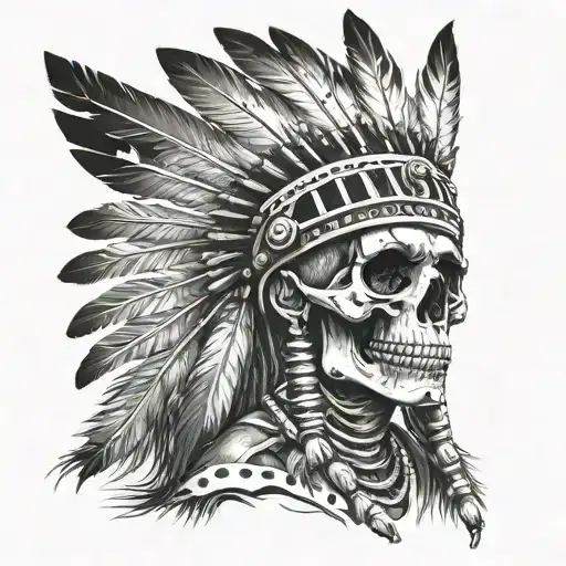 Skeleton With Native American Headdress