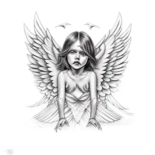 Fallen Female Angel With Black Wings