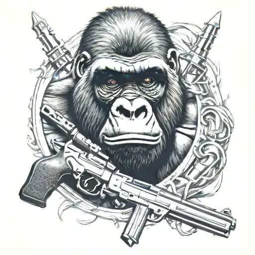 Gorilla With Guns And Knives Letter R Subtly Incorporated