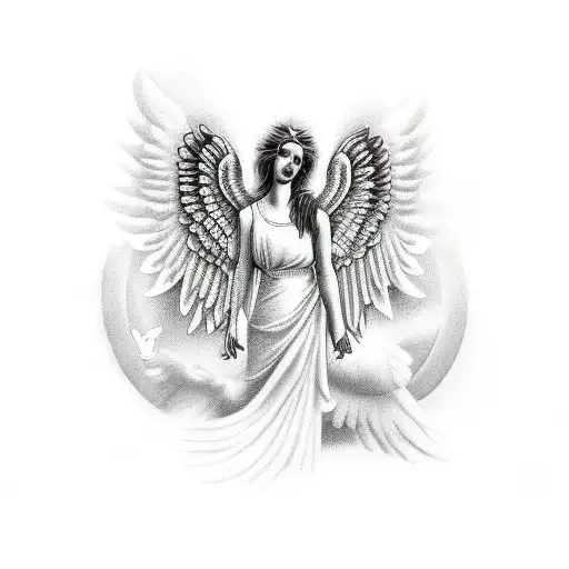 Angel With Dove And Religious Symbolism'