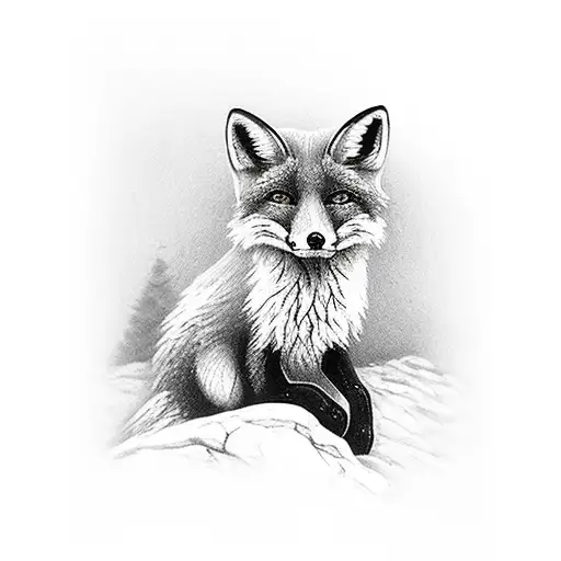 Fox On A Rock In A Forest At Night With Lightning