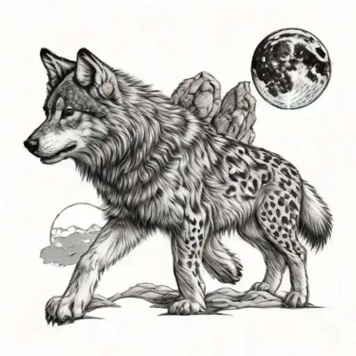 Paw Print As Full Moon Background And Wolf Pup Howling