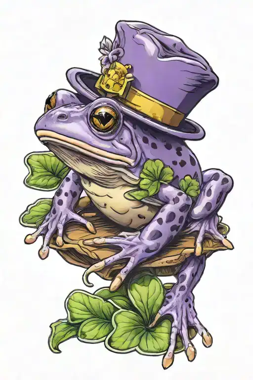 Purple Frog Wearing A Birthday Hat On A Shamrock