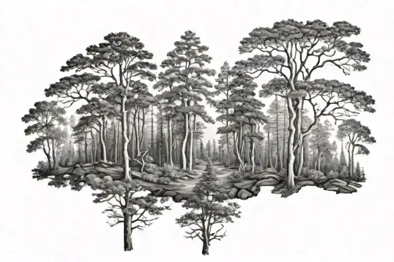 Black And White Forrest Background