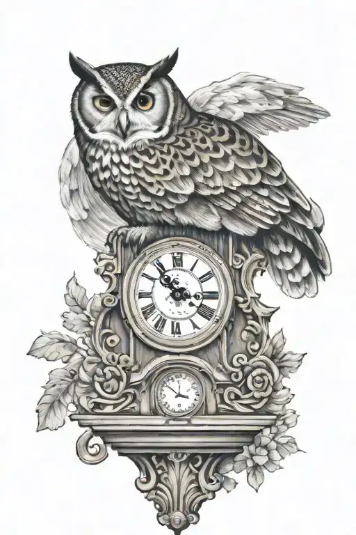 An Owl Standing On A Grandfather Clock