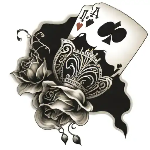 Design A Forearm Tattoo Of A Royal Flush Hand Surrounded By Casino Elements