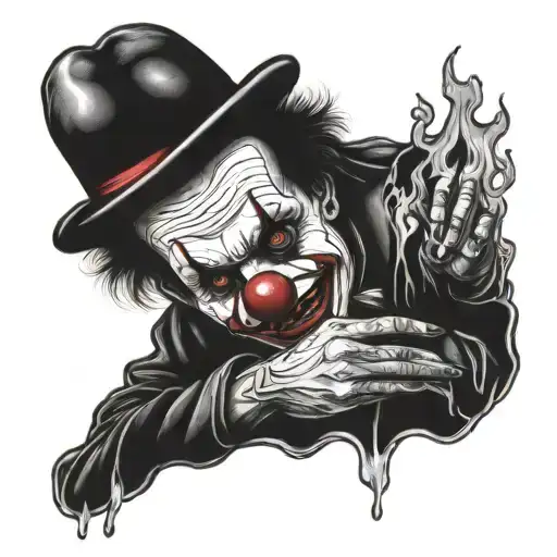 Sad Drunk Clown With Pants On Fire Coming