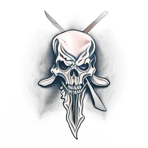 Knife With A Reflection Of A Reaper