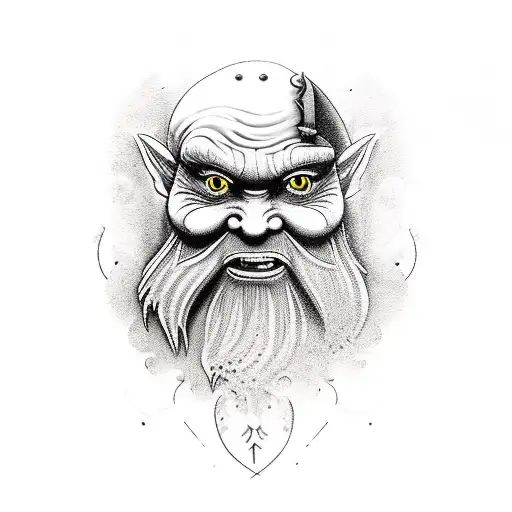 A Garden Gnome With An Evil Grin Holding A Bloody Knife