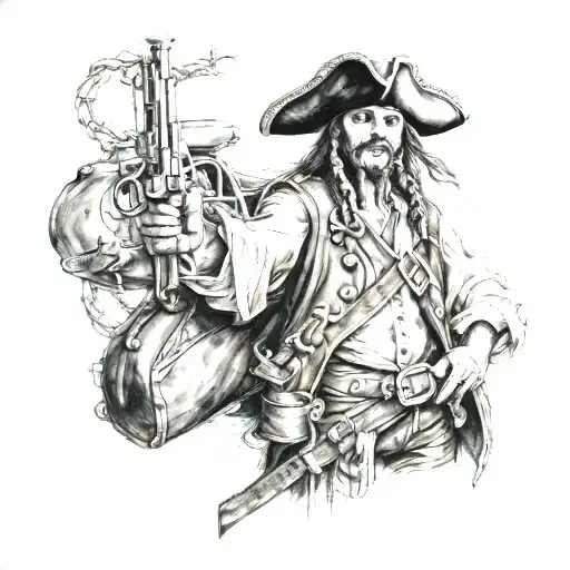 Pirate With Duffle And Pistol