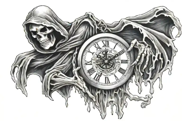 Grim Reaper Holding Melting Clock