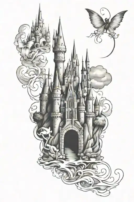 Disney Castle Micky Outline Harry Potter Symbols