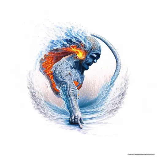 Person Walking Through Fire And Water